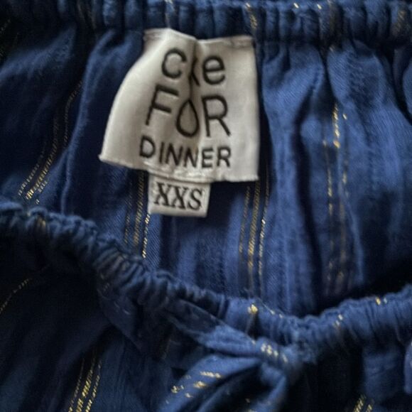 Cake FOR Dinner Caraway Mini Dress Colbalt Stripe Ruffle Puff Sleeve Size XXS - Picture 6 of 7